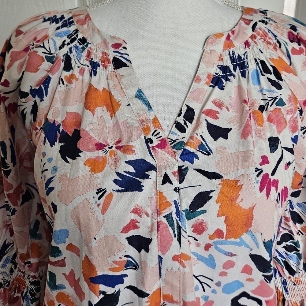 SPENSE BOHO BLOUSE SZ M WHITE PINK BLUE - Picture 6 of 10